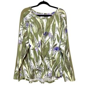 Chicos Size 4 Granola Girl Botanical Knit Top‎ Womens 2XL Naturecore Cottagecore